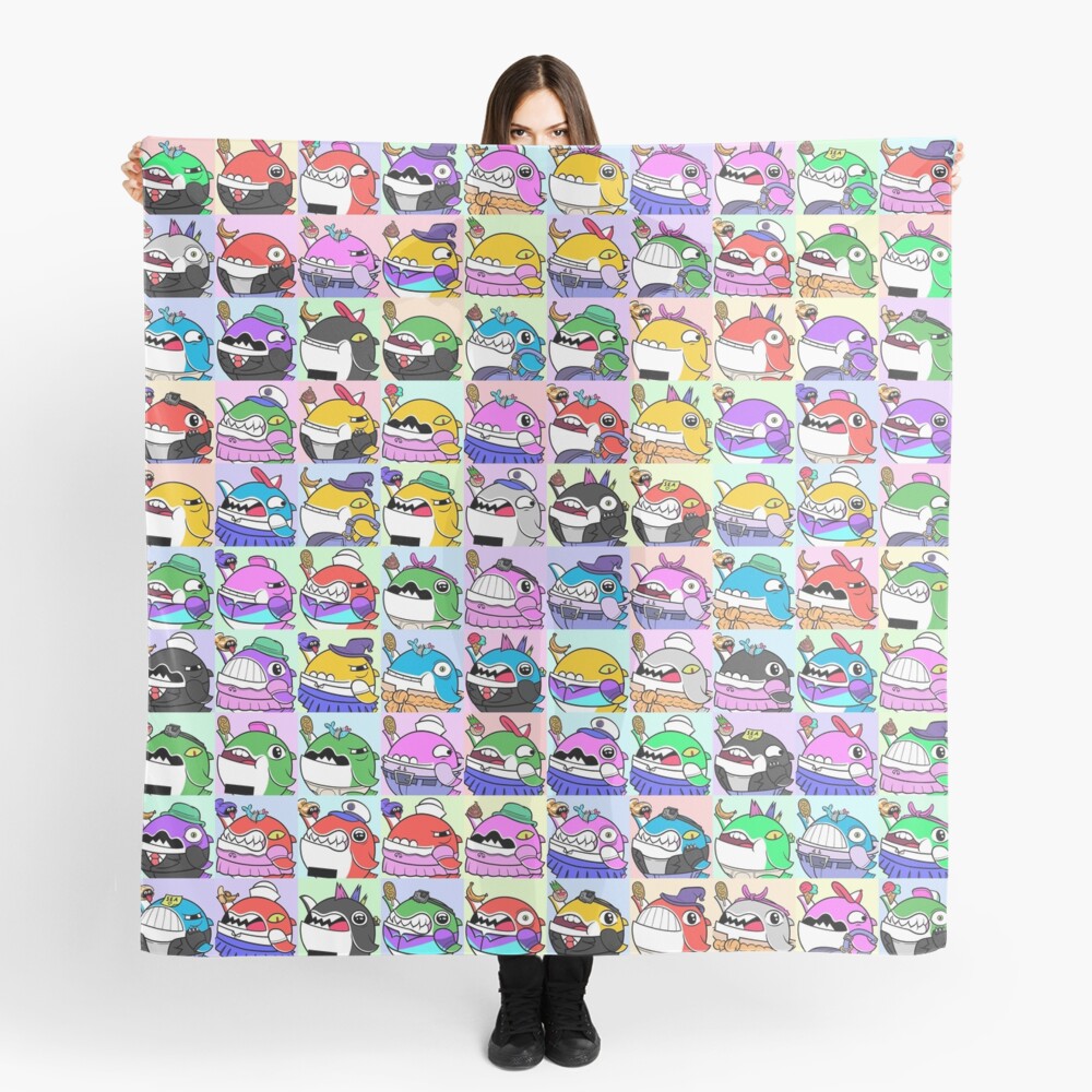 Cute Sticker Whales Pattern Scarf