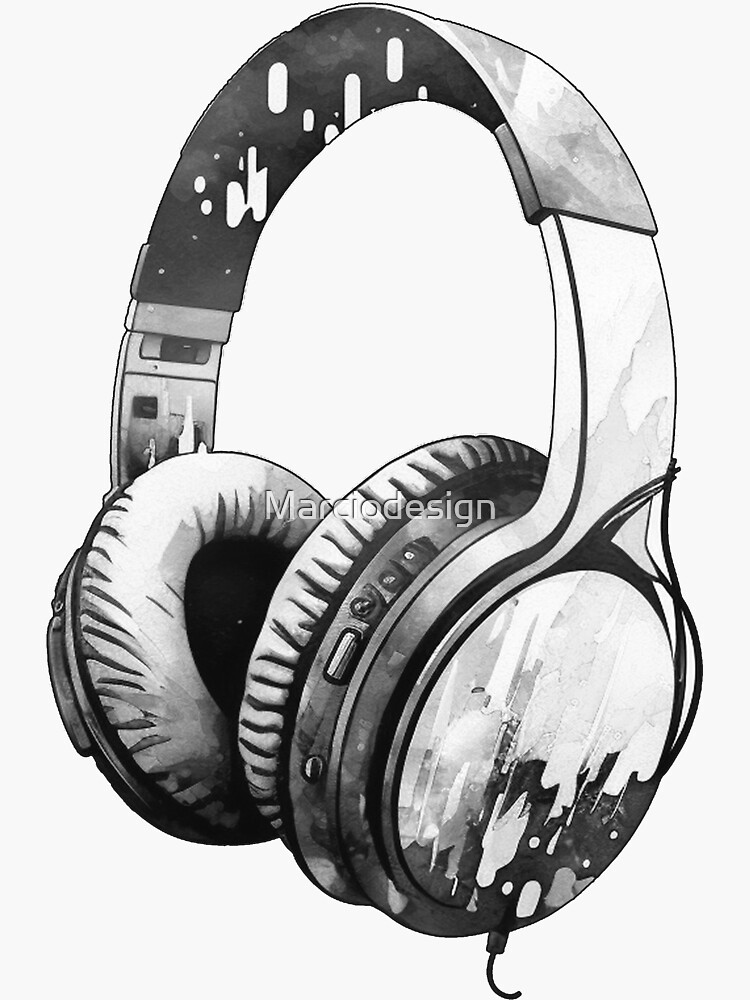 Headphone Sticker for Sale by Marciodesign