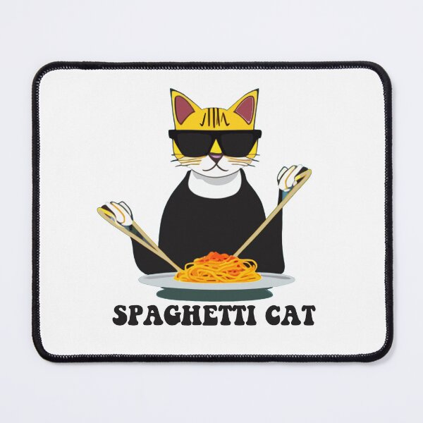 Item preview, "SPAGHETTI CAT"- Black Cat Wearing Sunglasses and Cat Eating Spaghetti designed and sold by Kodexstore.