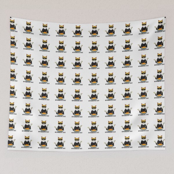 Item preview, "SPAGHETTI CAT"- Black Cat Wearing Sunglasses and Cat Eating Spaghetti  designed and sold by Kodexstore.