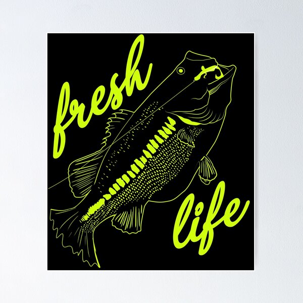 Largemouth Bass Fish Black and White Design Poster for Sale by Connor P