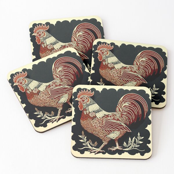 Item preview, Linograbado de pollo designed and sold by FlatLandPrints.
