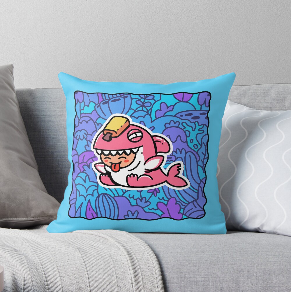 Cute Shark Under the Sea Throw Pillow