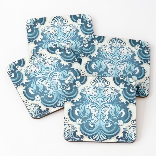 Item preview, Relaxed Baroque Drawn Blue Western Pattern Digital Painting designed and sold by CodeAndColors.