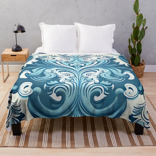 Item preview, Relaxed Baroque Drawn Blue Western Pattern Digital Painting designed and sold by CodeAndColors.