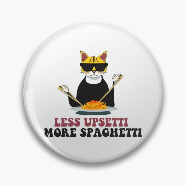 Item preview, "Less Upsetti, More Spaghetti"- Black Cat Wearing Sunglasses & Eating Spaghetti, Cat Quotes  designed and sold by Kodexstore.
