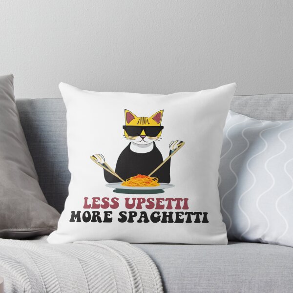 Item preview, "Less Upsetti, More Spaghetti"- Black Cat Wearing Sunglasses & Eating Spaghetti, Cat Quotes  designed and sold by Kodexstore.