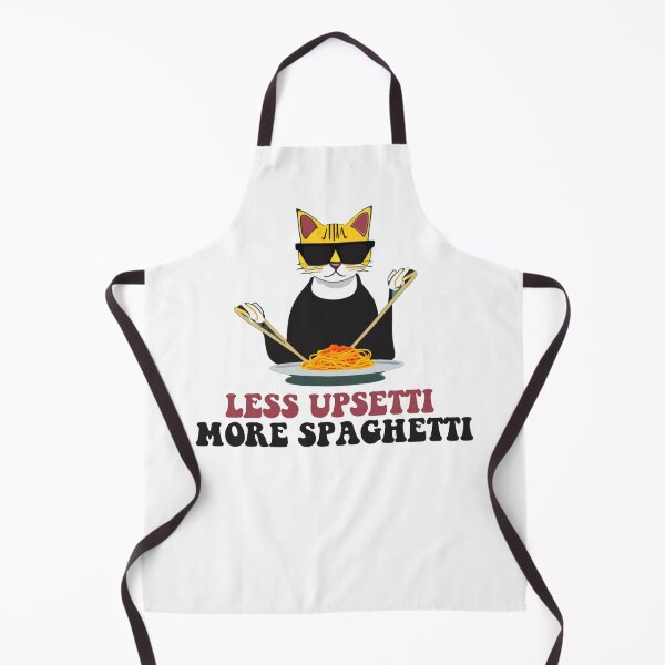 Item preview, "Less Upsetti, More Spaghetti"- Black Cat Wearing Sunglasses & Eating Spaghetti, Cat Quotes designed and sold by Kodexstore.