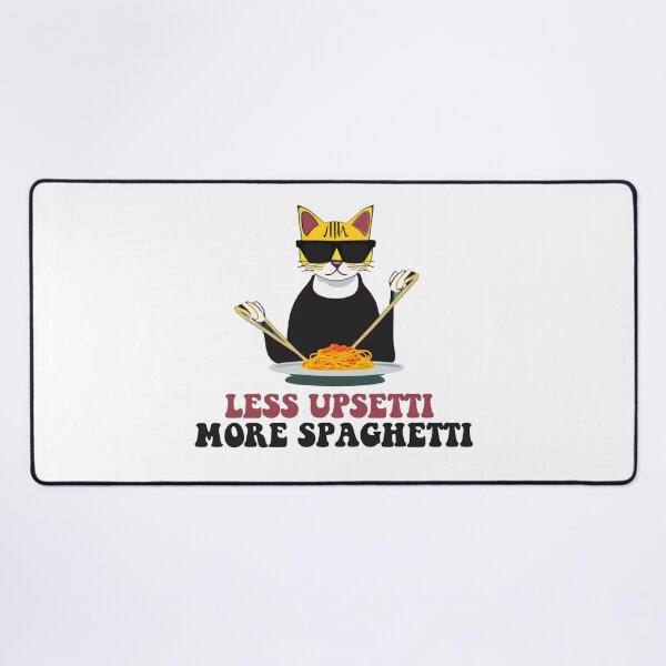 Item preview, "Less Upsetti, More Spaghetti"- Black Cat Wearing Sunglasses & Eating Spaghetti, Cat Quotes designed and sold by Kodexstore.