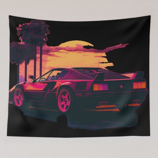 Item preview, Ferrari Miami Vice synthwave sunset designed and sold by SpaceCars.