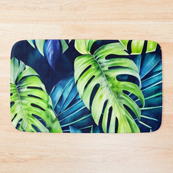 Item preview, Blue Monstera Tropical Leaves Watercolor Art designed and sold by Ascooepics.