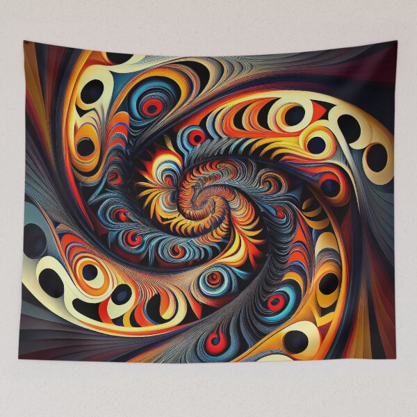 Item preview, Psychedelic Futuristic Swirling Geometric Modern  Digital Painting designed and sold by CodeAndColors.