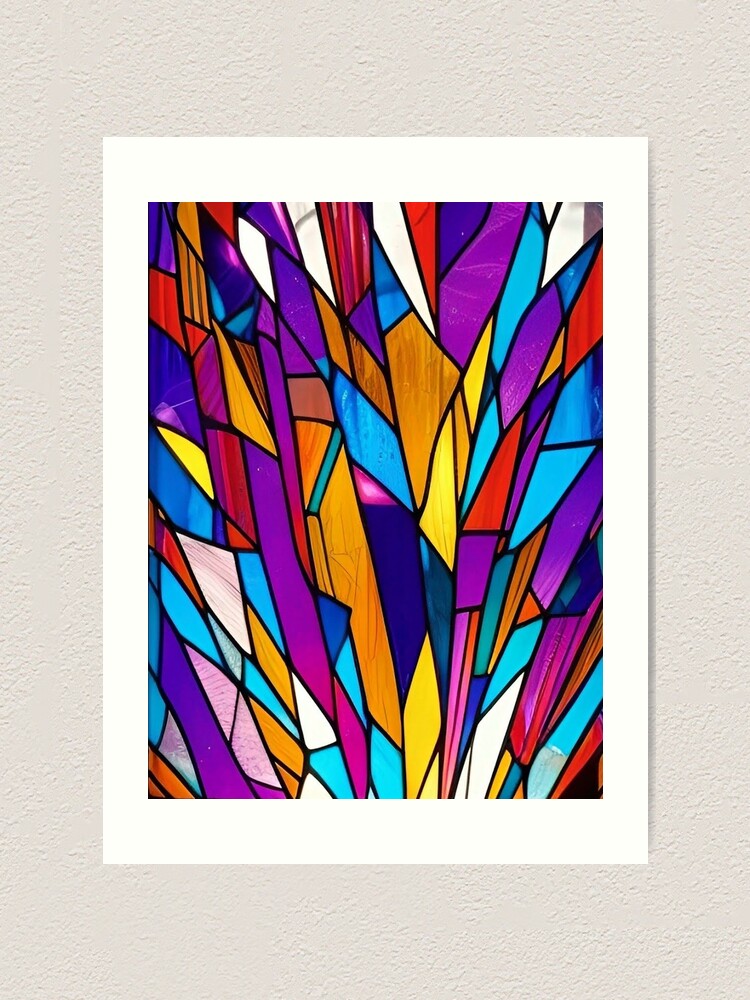 Colorful Abstract Geometric Stained Glass Pattern | Art Print