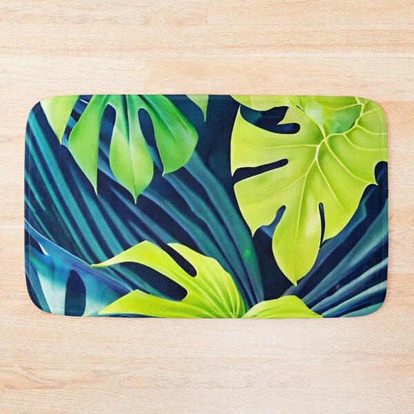Item preview, Blue Monstera Tropical Leaves Watercolor Art designed and sold by Ascooepics.