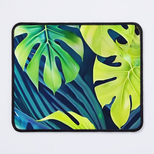 Item preview, Blue Monstera Tropical Leaves Watercolor Art designed and sold by Ascooepics.