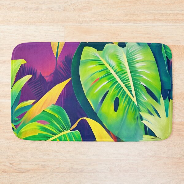 Item preview, Monstera leaves neon dream jungle landscape designed and sold by Ascooepics.