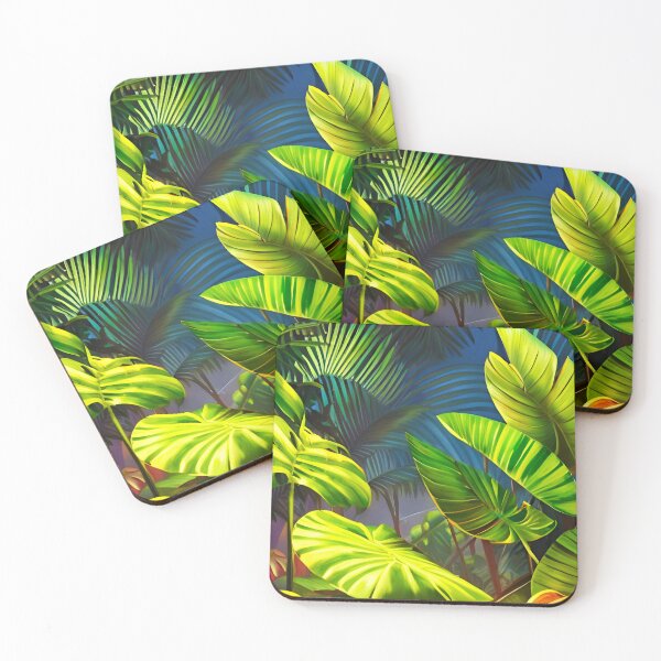 Item preview, Tropical leaves jungle landscape at night designed and sold by Ascooepics.