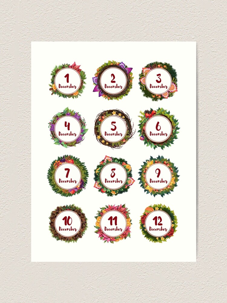 advent-calendar-stickers-1-12-art-print-for-sale-by-kamila-stankiewicz-redbubble