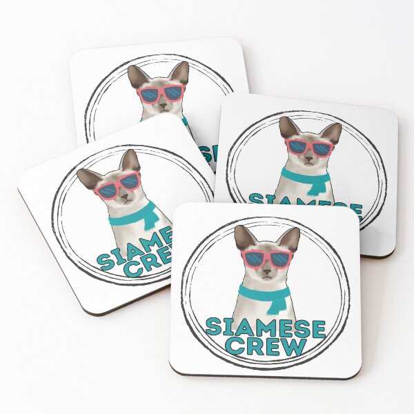 Item preview, Siamese cat crew cool cat in sunglasses designed and sold by JoeyGraceCatCo.