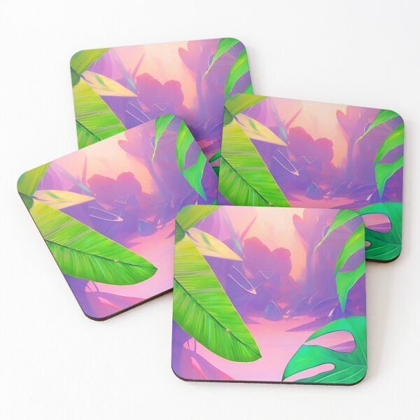 Item preview, Exotic leaves neon dream jungle landscape designed and sold by Ascooepics.