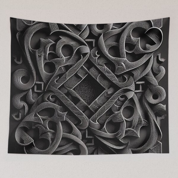 Item preview, Coarse Black Complex Dynamic Latin Pattern Digital Painting designed and sold by CodeAndColors.