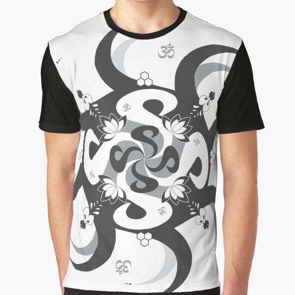 Shee Mandala Spiral with Om and Lotus Symbol Graphic T-Shirt