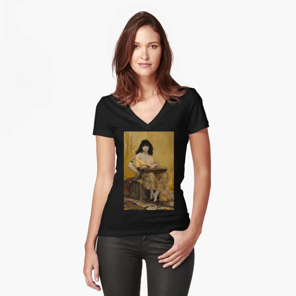 Aperçu de l'œuvre T-shirt moulant col V créée et vendue par sonshop99.