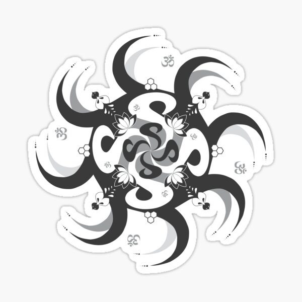Shee Mandala Spiral with Om and Lotus Symbol Sticker