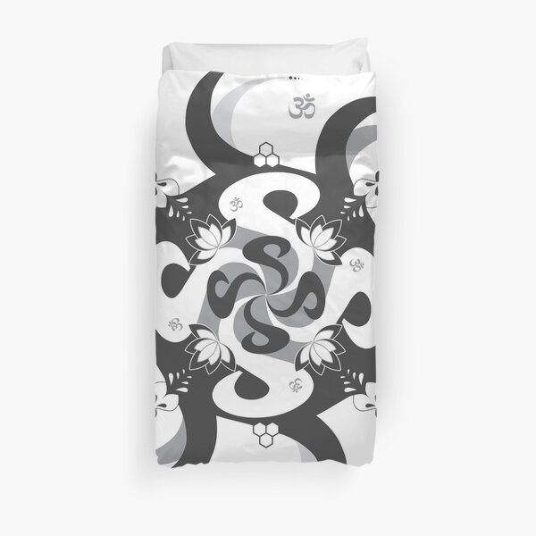 Shee Mandala Spiral with Om and Lotus Symbol Duvet Cover