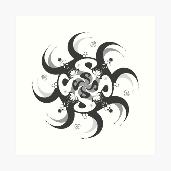 Shee Mandala Spiral with Om and Lotus Symbol Art Print