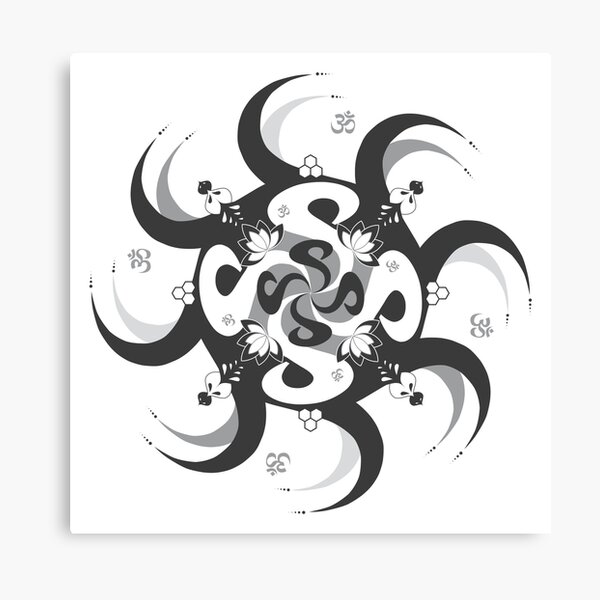 Shee Mandala Spiral with Om and Lotus Symbol Canvas Print