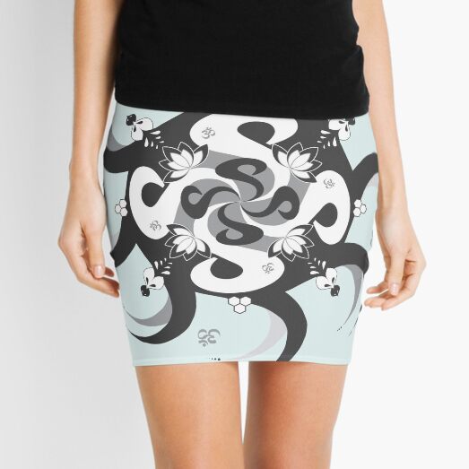 Shee Mandala Spiral with Om and Lotus Symbol Mini Skirt