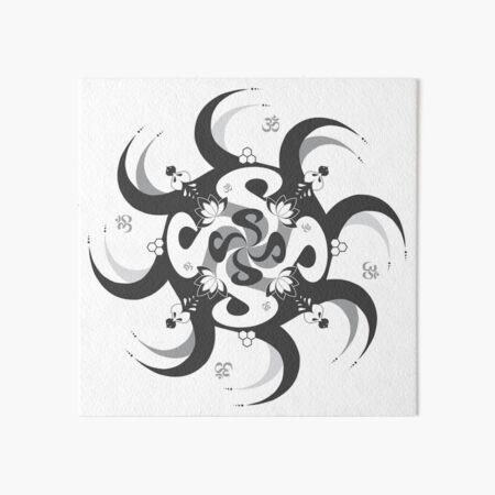 Shee Mandala Spiral with Om and Lotus Symbol Art Board Print