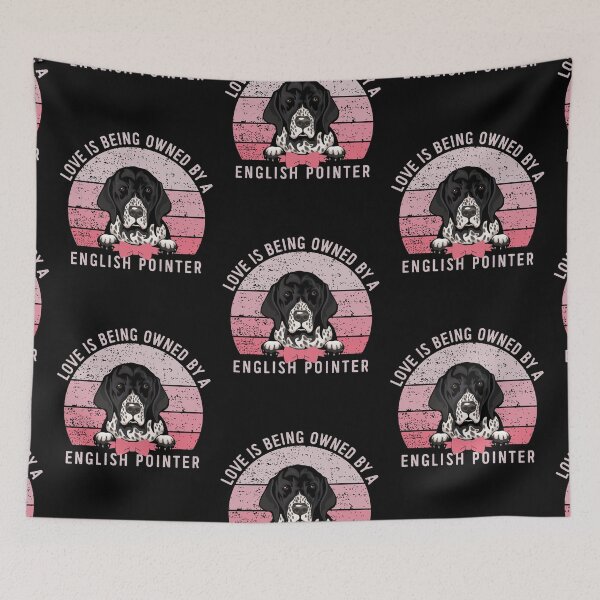 Item preview, English Pointer Love Pink Vintage Sunset Valentine designed and sold by Cuddlythopia.