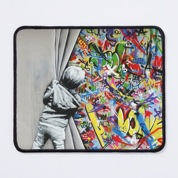 Item preview, Behind the Curtain Banksy Home Decor Decoration Street Art designed and sold by Omoozo.