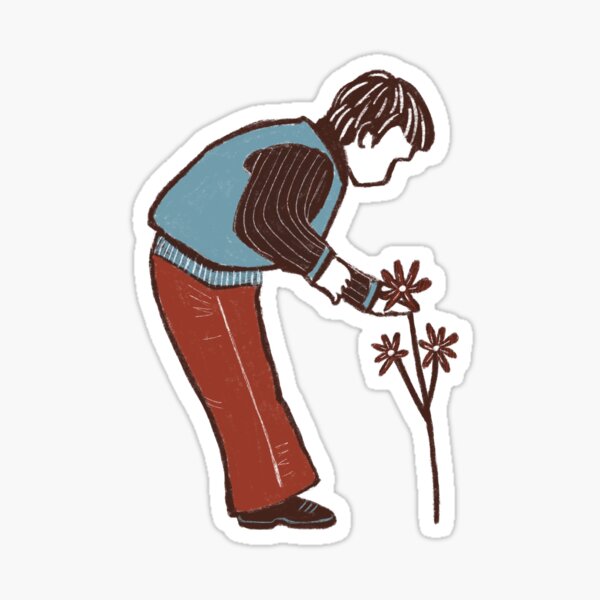 A boy with a flower Sticker