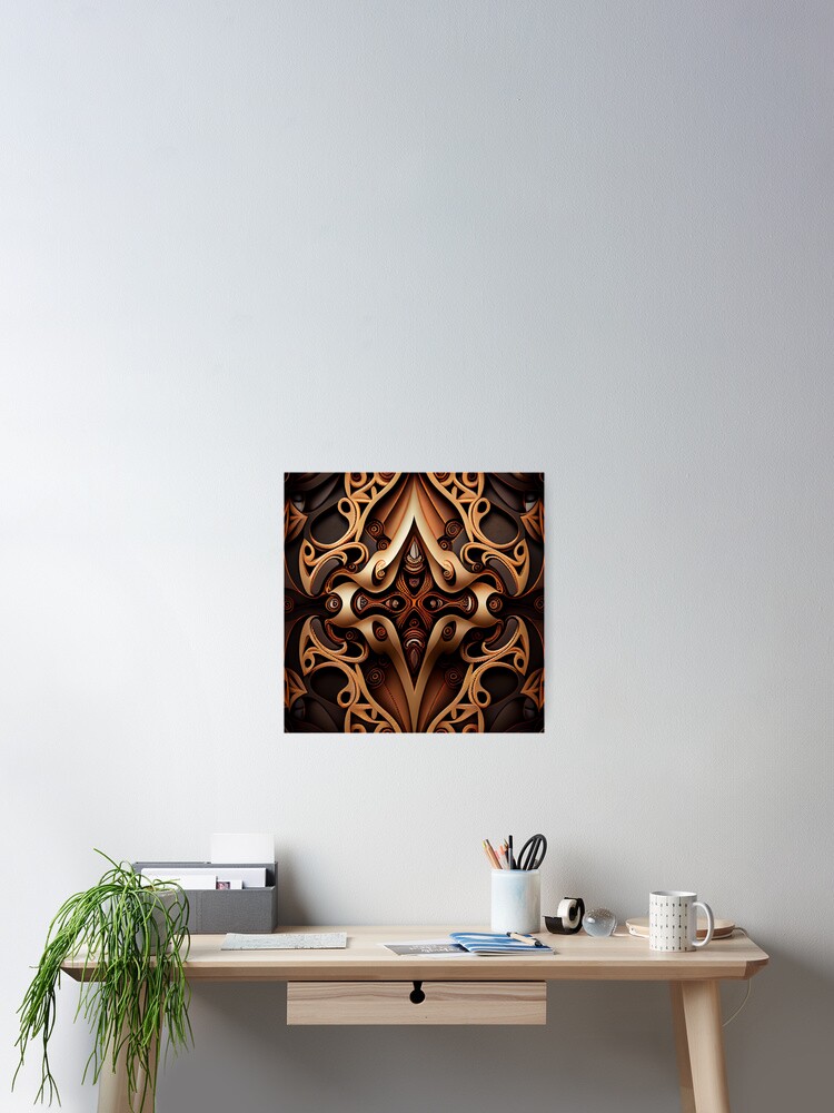 Imagen 2 de 3, Póster con la obra Gothic Abstract Delicate Brown African Pattern Digital Painting, diseñada y vendida por CodeAndColors.