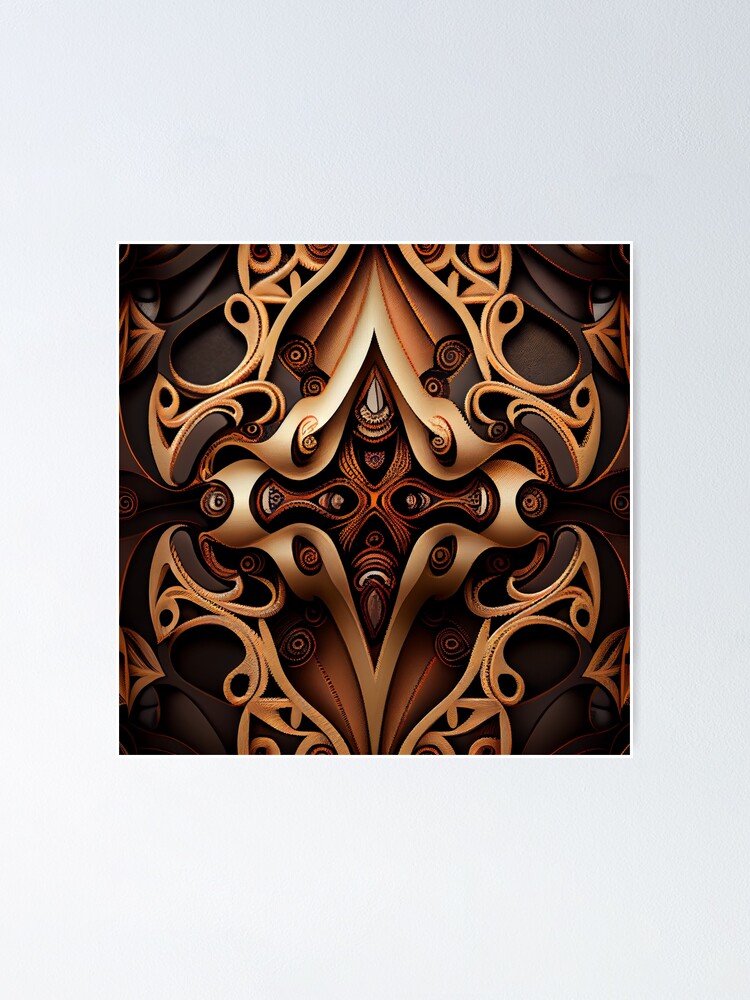 Imagen 1 de 3, Póster con la obra Gothic Abstract Delicate Brown African Pattern Digital Painting, diseñada y vendida por CodeAndColors.