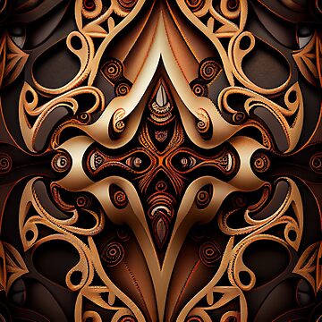 Imagen de la obra Gothic Abstract Delicate Brown African Pattern Digital Painting de CodeAndColors