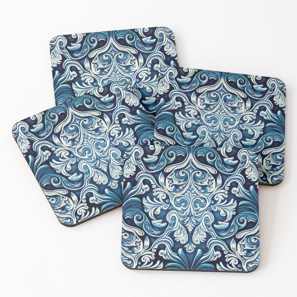 Item preview, Relaxed Baroque Drawn Blue Western Pattern Digital Painting designed and sold by CodeAndColors.