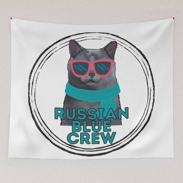 Item preview, Russian Blue cat crew cool cat in sunglasses designed and sold by JoeyGraceCatCo.