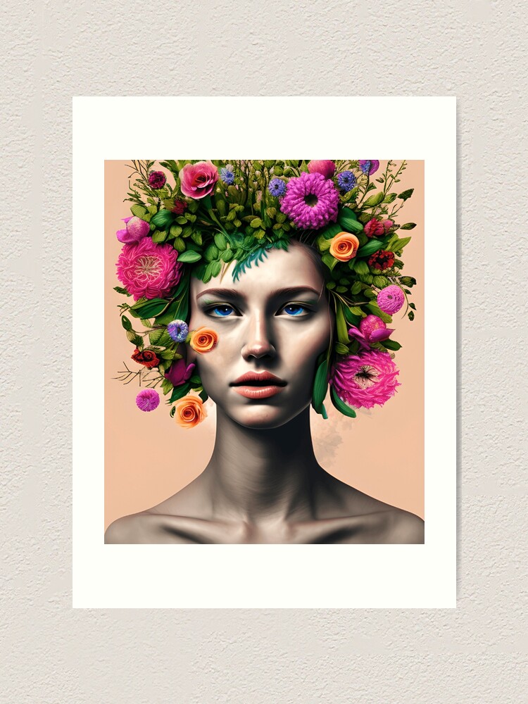 "HUMAN FLORAL HEADS WALL ART" Art Print for Sale by EdgarStudio Redbubble