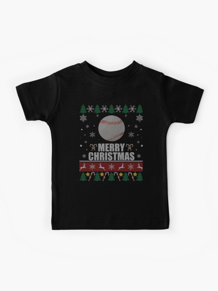 Ugly Christmas Sweater Baseball Ball Kids T-Shirt