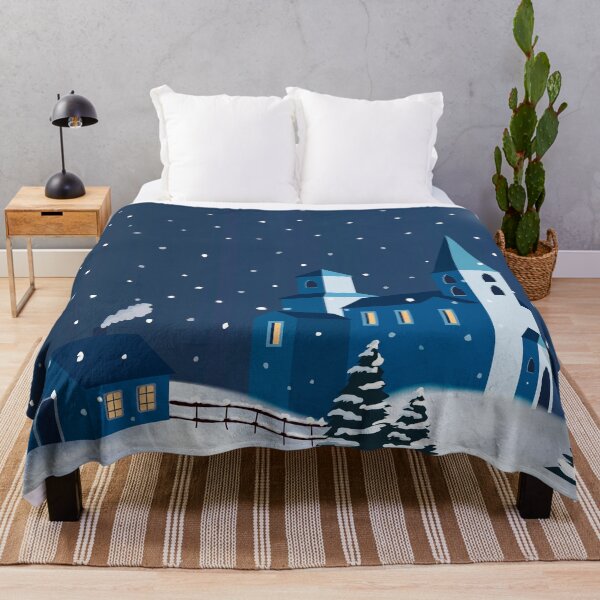 Item preview, Vector night winter snowy countryside illustration designed and sold by Familyshmot.