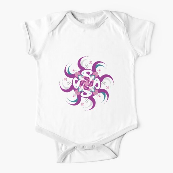 Shee Mandala Spiral with Om and Lotus Symbol Short Sleeve Baby One-Piece