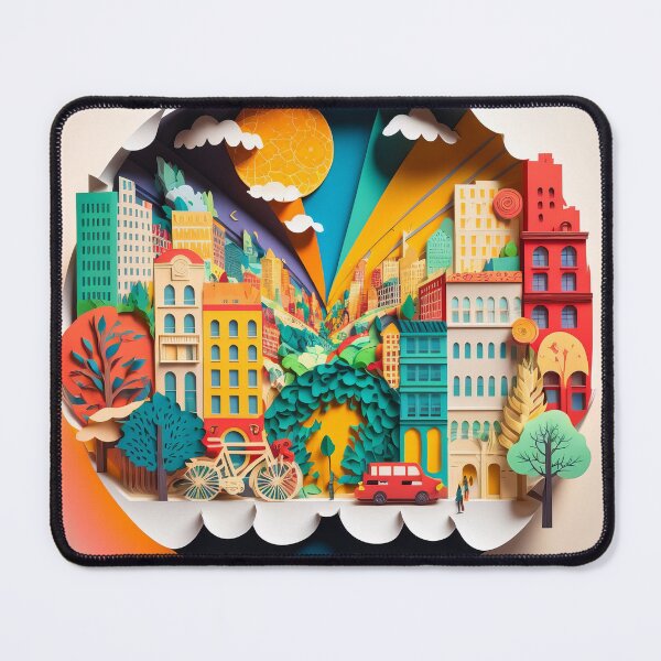 Item preview, 3D Effect Papercut Art - Cityscape Scene designed and sold by TheArtfulAI.