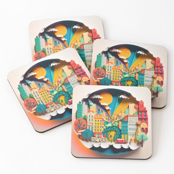 Item preview, 3D Effect Papercut Art - Cityscape Scene designed and sold by TheArtfulAI.