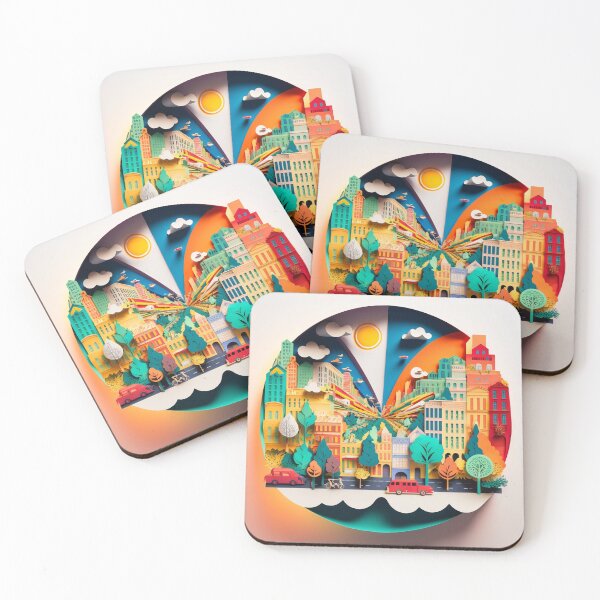 Item preview, 3D Effect Papercut Art - Cityscape Scene designed and sold by TheArtfulAI.