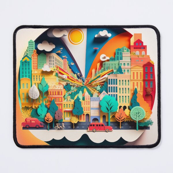 Item preview, 3D Effect Papercut Art - Cityscape Scene designed and sold by TheArtfulAI.