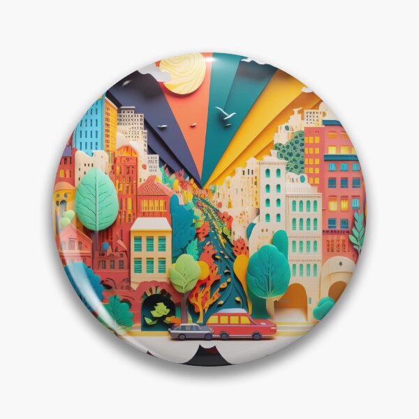Item preview, 3D Effect Papercut Art - Cityscape Scene designed and sold by TheArtfulAI.